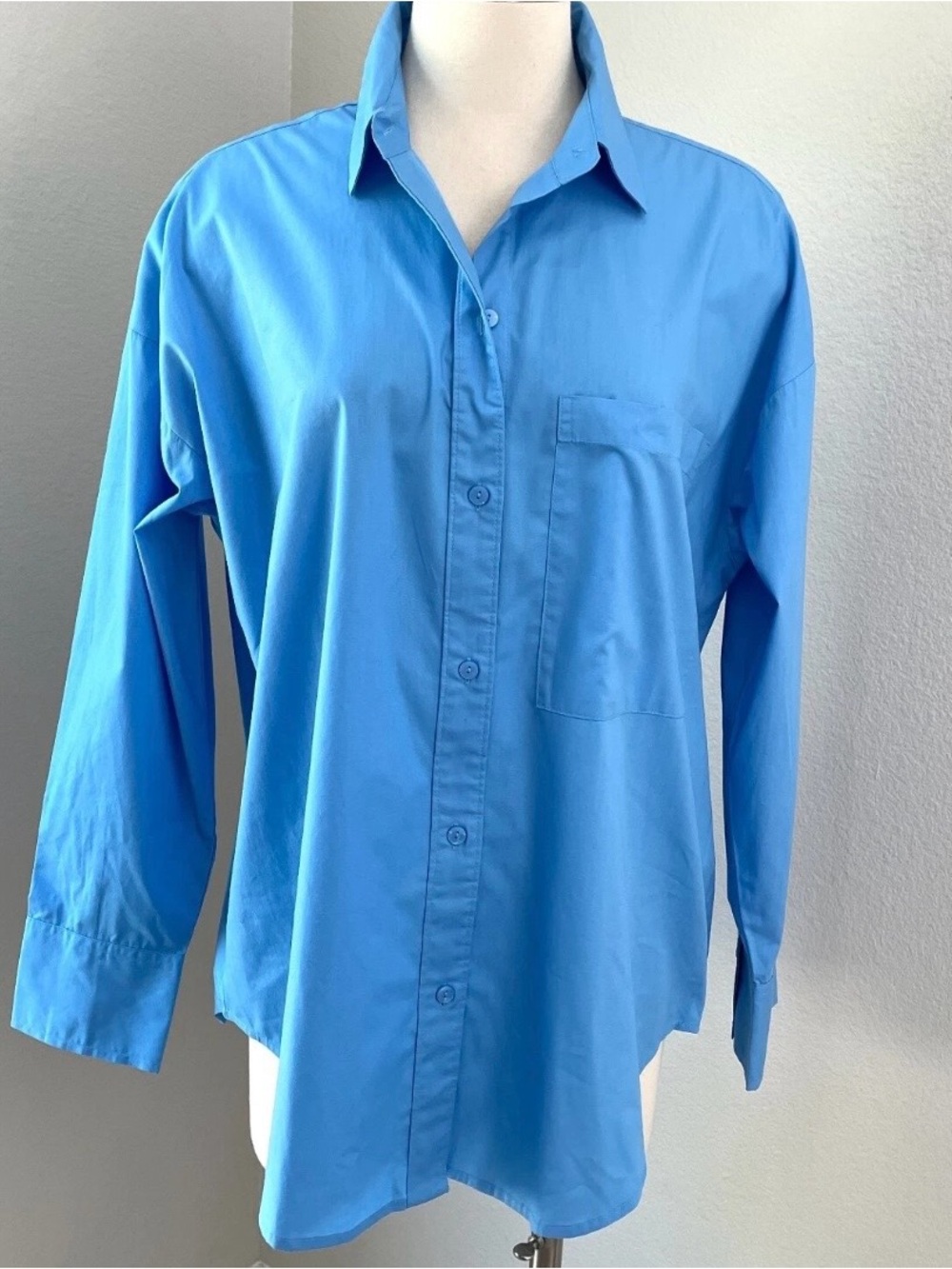 Abercrombie & Fitch Blue Womens Oversized Button Up Shirt Long Sleeve Top Size S